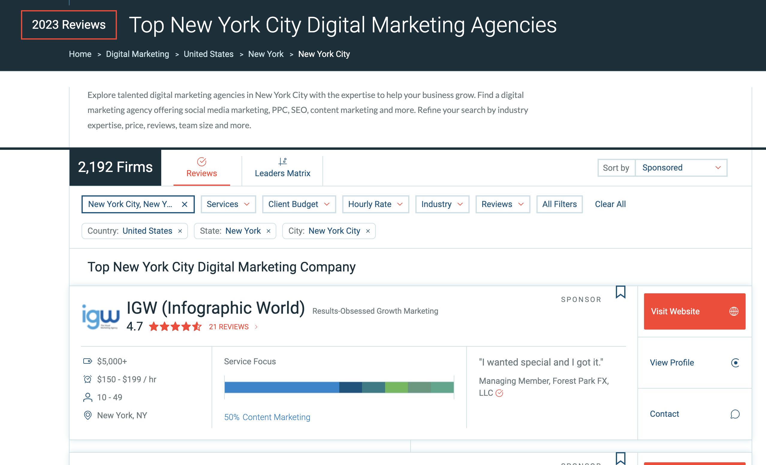 IGW #1 ranked New York digital marketing agency